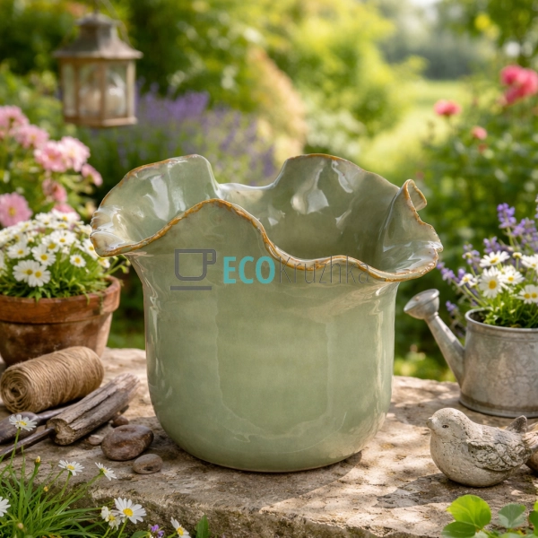 Керамічна ваза Бутон 22.5 х 22 х 18.5 см зелений (148-02 ...