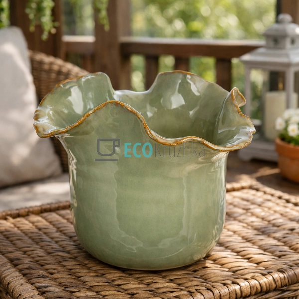 Керамічна ваза Бутон 22.5 х 22 х 18.5 см зелений (148-02 ...