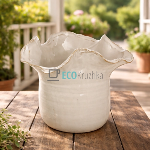 Керамічна ваза Бутон 22.5 х 22 х 18.5 см бежевий (148-01 ...