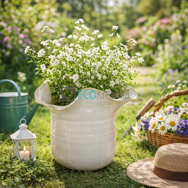 Керамічна ваза Бутон 22.5 х 22 х 18.5 см бежевий (148-01 ...