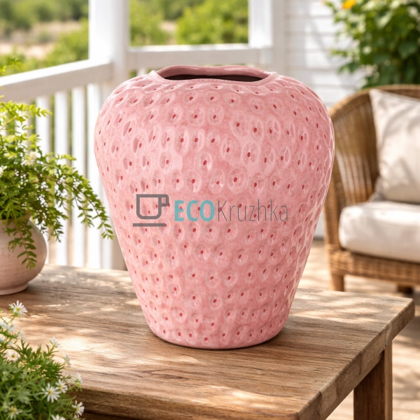 Керамічна ваза Strawberry 23.5 х 22.5 х 26.5 см рожевий  ...