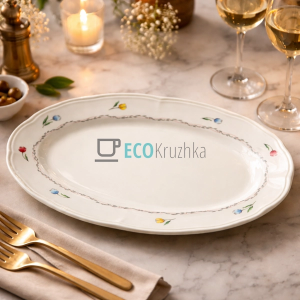 Порцелянове овальне блюдо 33 см Vintage Tulip (159-004)