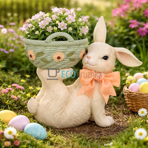 Декоративне кашпо Кролик з кошиком 36×18.5×30.7 см (838- ...