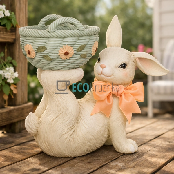 Декоративне кашпо Кролик з кошиком 36×18.5×30.7 см (838- ...