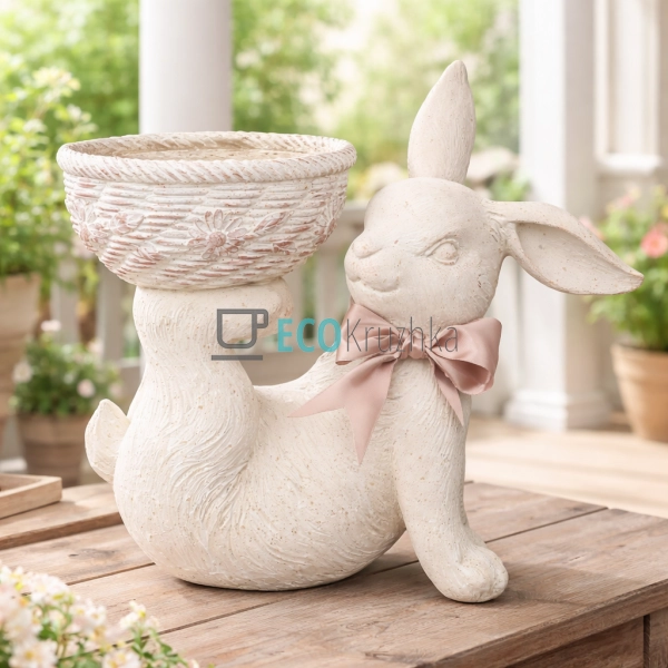 Декоративне кашпо Кролик з кошиком 32×18.5×30.7 см (838- ...
