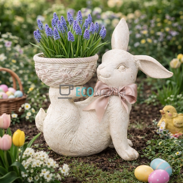 Декоративне кашпо Кролик з кошиком 32×18.5×30.7 см (838- ...