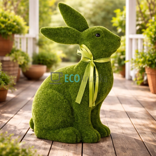 Великодній декоративний Кролик 50 см з флоковим напиленн ...