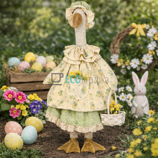 Декоративна статуетка Гуска з квітами 45 см (831-919)