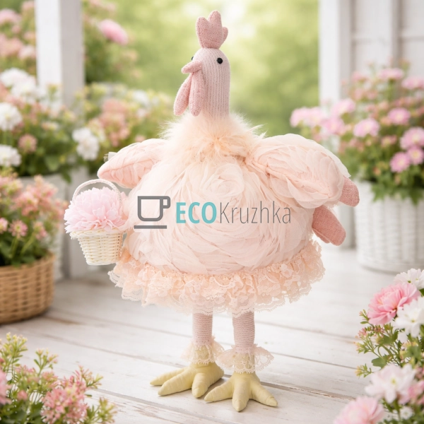 Декоративна статуетка Курочка з кошиком 39 см (831-914)