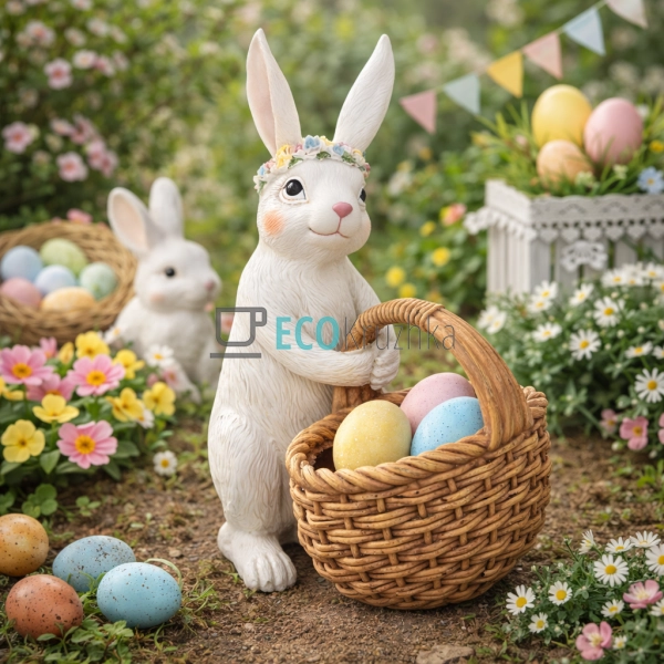 Декоративне кашпо Кролик з кошиком 26.5 см (HA9-110)