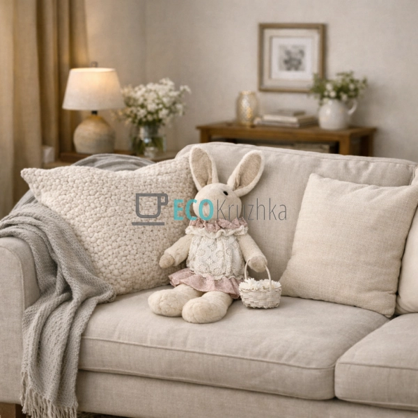 М’яка іграшка плюшевий Зайчик у мереживній сукні 53 см ( ...