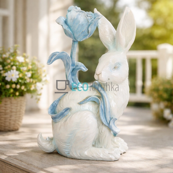 Декоративна статуетка Кролик з квіткою 29.6 см (838-589)