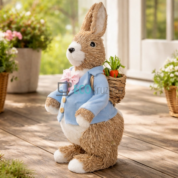 Декоративна фігура Великодній зайчик з кошиком 46 см (NY ...