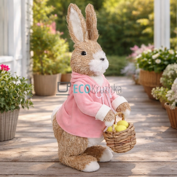 Декоративна фігура Великодній зайчик з кошиком 47 см (NY ...
