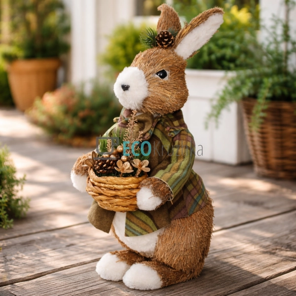 Святкова фігура Зайчик з кошиком 40 см (NY27-944)