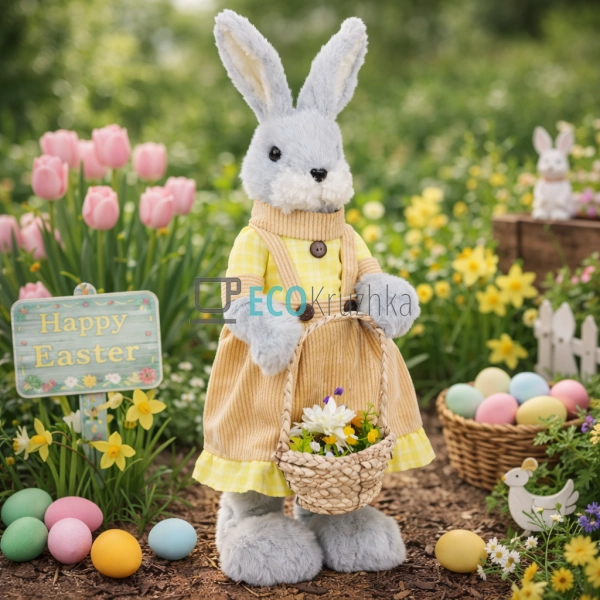 Великодня декоративна фігура кролиця з кошиком 47 см (NY ...