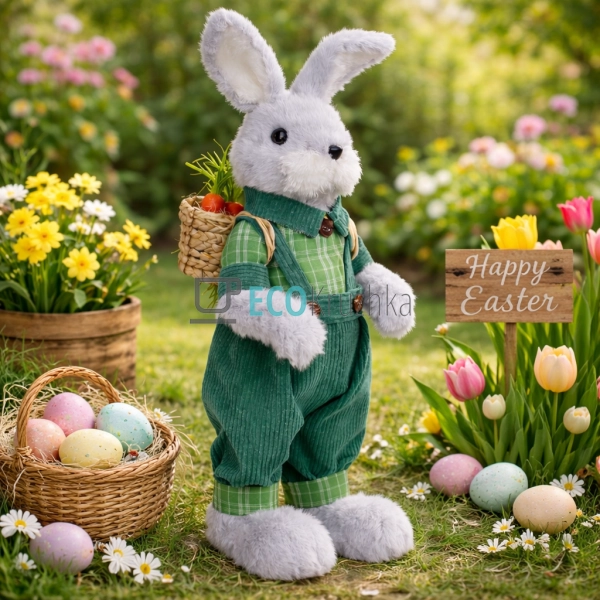 Декоративна великодня фігура Кролик у підтяжках 59 см (N ...