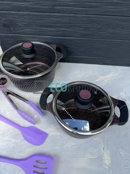 Набір Каструль Edenberg з мармуровим покриттям антиприга ...