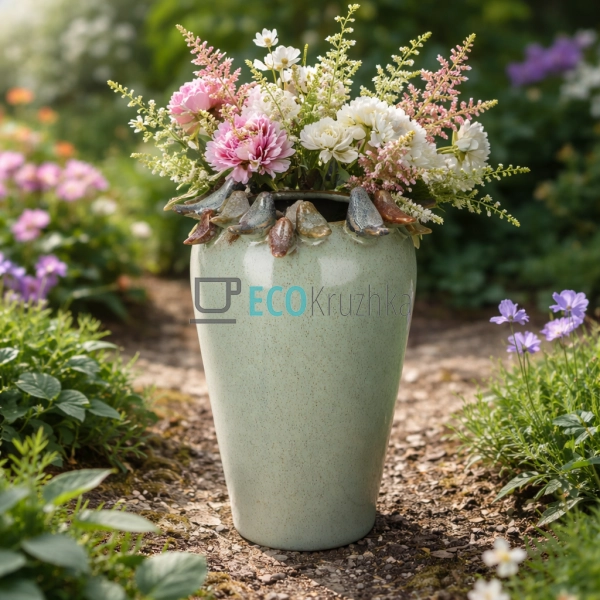 Декоративна керамічна ваза Birds 17 х 17 х 27.5 см зелен ...