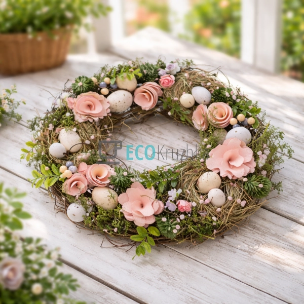 Великодній вінок рожевий 31 см (814-902)