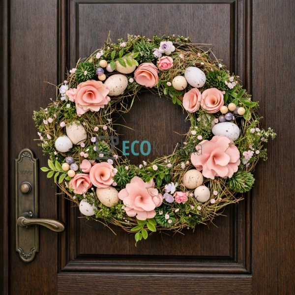 Великодній вінок рожевий 31 см (814-902)