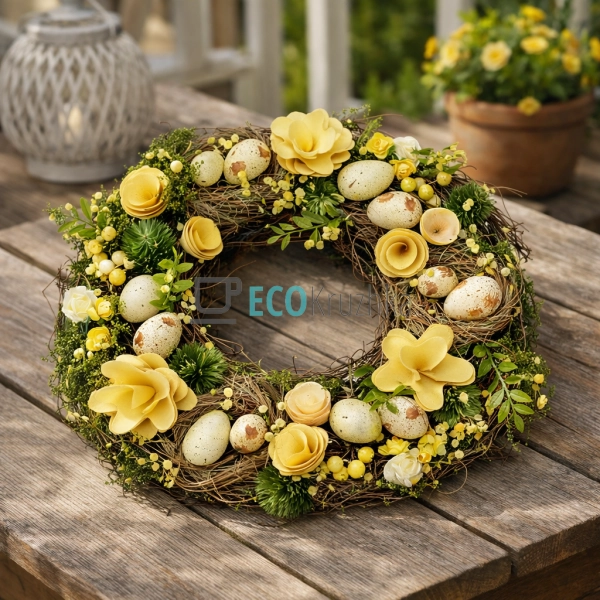 Великодній вінок жовтий 31 см (814-900)