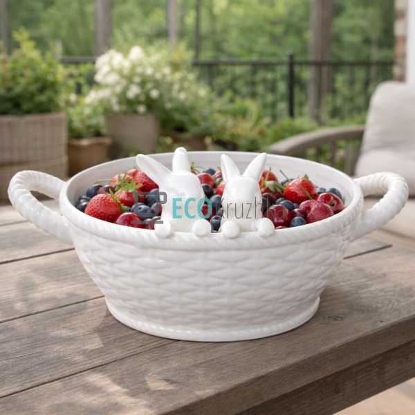 Керамічний декоративний кошик Зайчик 22 см (733-318)