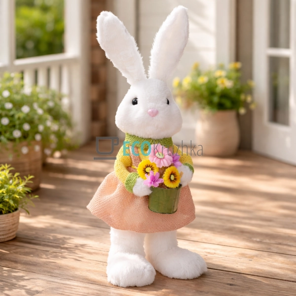 Великодня декоративна фігура Кролиця з квітами 46 см (NY ...