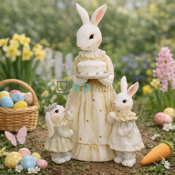 Декоративна статуетка Кролиця з дітьми 20.5 см (K07-889)