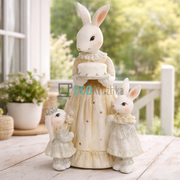 Декоративна статуетка Кролиця з дітьми 20.5 см (K07-889)