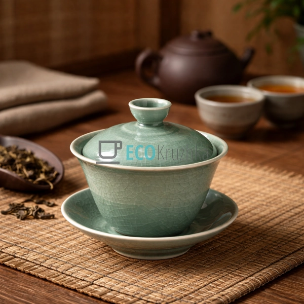 Гайвань порцелянова 170 мл “Піднебесна” зелено-блакитна  ...