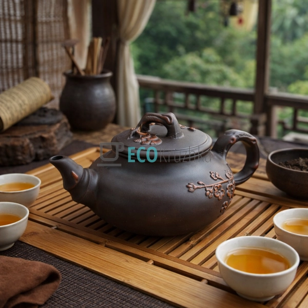 Глиняний чайник 450 мл “Червоний Листок” (T2509)