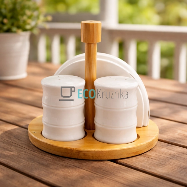 Набір на бамбуковій підставці три предмети (серветниця,  ...