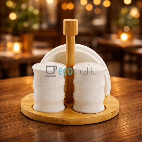 Набір на бамбуковій підставці три предмети (серветниця,  ...