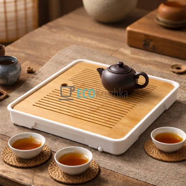 Чабань для чайної церемонії 27.5×27.5 см “Циньдао” білий ...