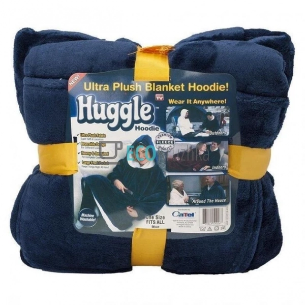 Плед-худі з капюшоном і рукавами Huggle синій (JU-3976)