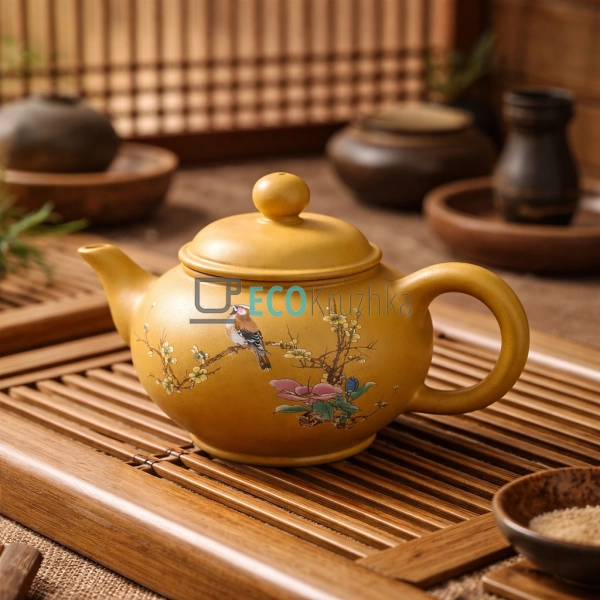 Глиняний чайник 200 мл “Квітуча сакура” (T2580)