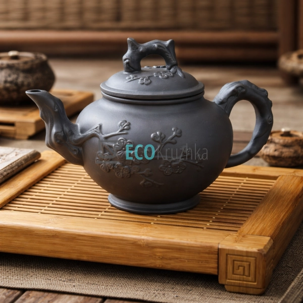 Глиняний чайник 900 мл “Сакура” темний (T2561-1)
