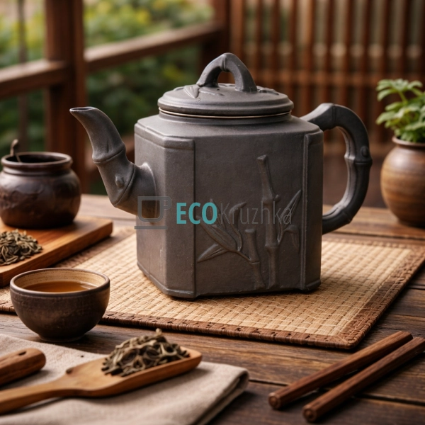 Глиняний чайник 800 мл “Бамбуковий гай” темний (T2588-1)