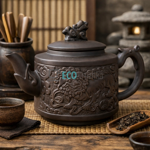 Глиняний чайник 800 мл “Лев” темний (T2593-1)