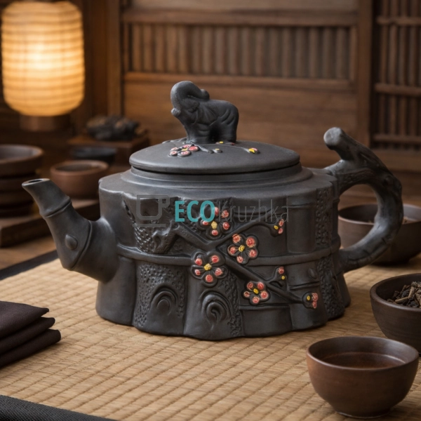 Глиняний чайник 700 мл “Процвітання” темний (T2586-1)