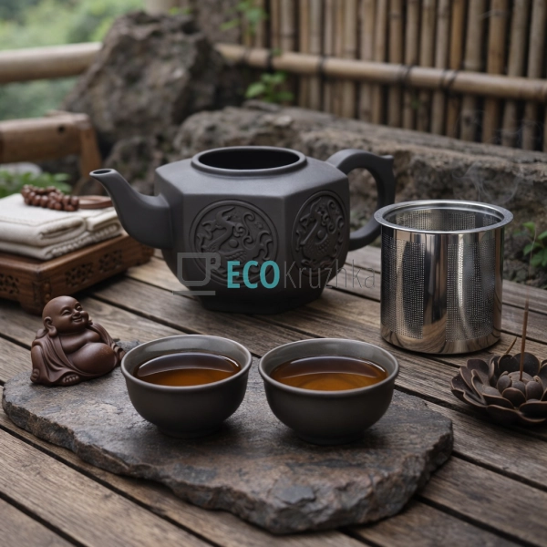 Глиняний чайник 730 мл “Таньга” темний (T2589-1)