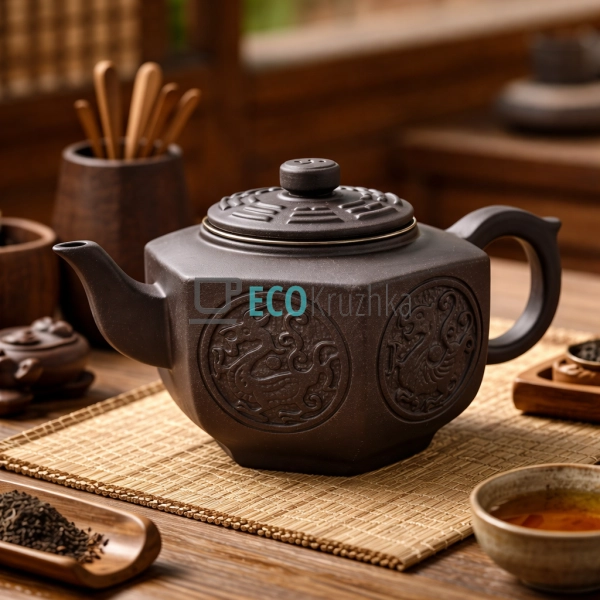 Глиняний чайник 730 мл “Таньга” темний (T2589-1)