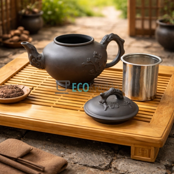 Глиняний чайник 700 мл “Мальва” темний (T2570-1)