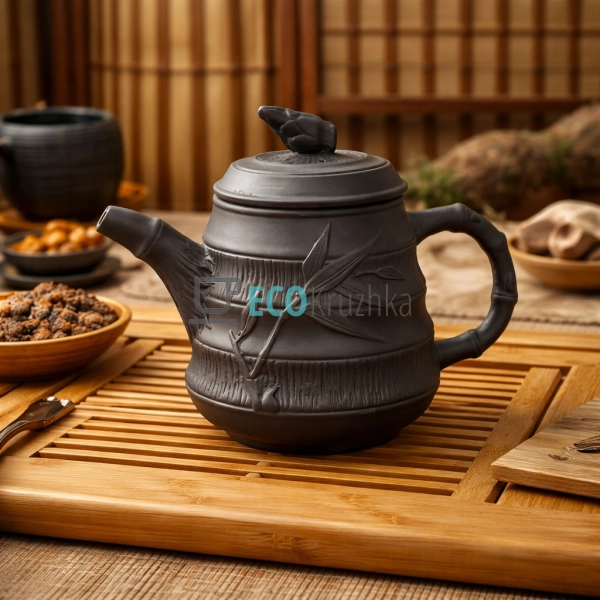 Глиняний чайник 650 мл “Бамбук” темний (T2567-1)