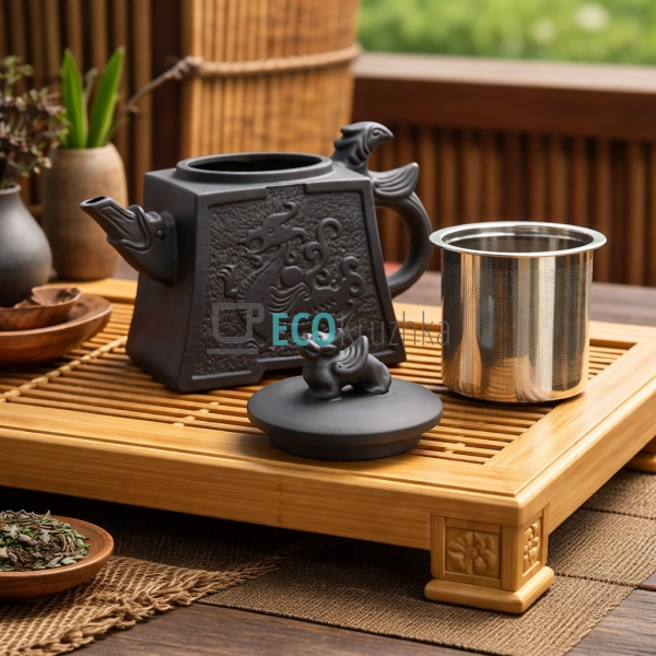 Глиняний чайник 650 мл “Дракоша" темний (T2579-1)