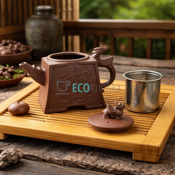 Глиняний чайник 650 мл “Дракоша” (T2579)