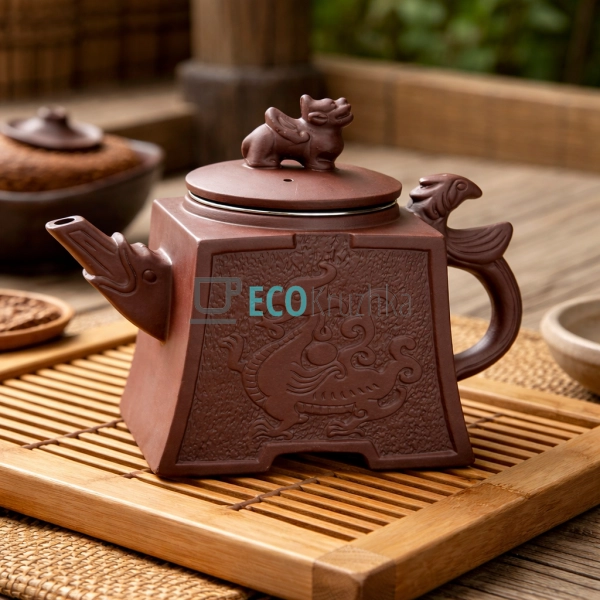 Глиняний чайник 650 мл “Дракоша” (T2579)