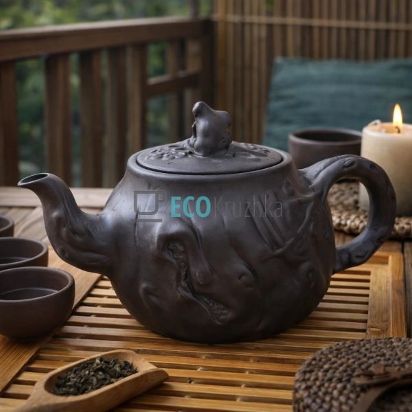 Глиняний чайник 600 мл “Старе Дерево” темний (T2584-1)
