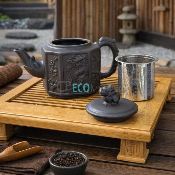 Глиняний чайник 580 мл “Бамбуковий Дракон” (T2566-1)